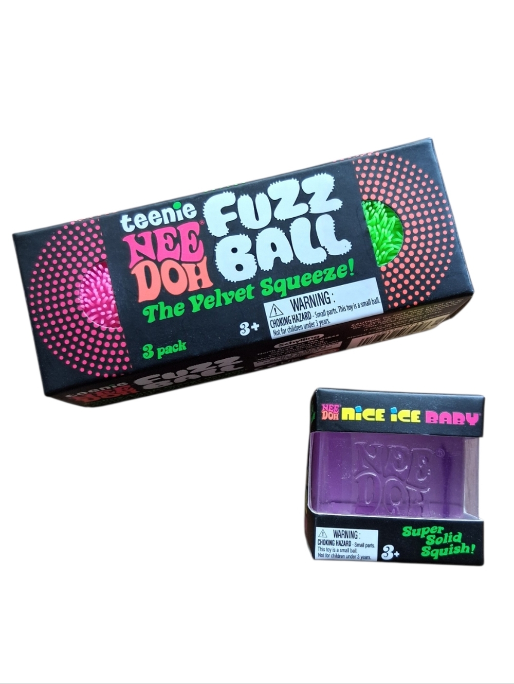 NEW Nee Doh Teenie Fuzz Ball 3 Pack And Nice Ice Baby Mini Bundle Lot